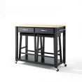 thumbnail image 5 of NATURAL WOOD TOP KITCHEN CART/ISLAND IN BLACK FINISH WITH 24" BLACK UPHOLSTERED SADDLE STOOLS, 5 of 5