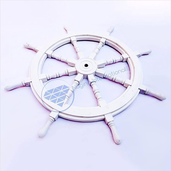 Wooden Ship Wheel (Full White Painted) - (36 Inches)