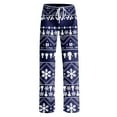thumbnail image 4 of Dwralegc Christmas Pajama Pants Women Matching Snowflake Printed Winter Drawstring Pajama Bottoms Sleepwear Elastic Waist Comfy Pj Pant Wide Leg Loose Fit Holiday Pants with Pockets Navy M, 4 of 7