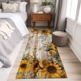 thumbnail image 4 of Runner Rugs 2x6 Ft, Farmhouse Sunflower Non Slip Area Rugs for Kitchen Bedroom Entryway, Vintage Daisy Butterflies Rustic Wood Washable Carpet Runner Rug Floor Mats for Bedroom Home Decor, 4 of 8