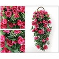 thumbnail image 5 of Littleplum Artificial Hanging Flower Fake Hanging Rose Flower Vine Hanging Plants Faux Flowers for Porch Eave Wall Home Room Garden Office Wedding Decoration,1 PCS,Basket not Included,Hot Pink, 5 of 9