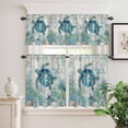 thumbnail image 3 of Kitchen Window Curtains Valance and Tier Set, Sea Turtles Summer Ocean Coral Rod Pocket Tier Curtain Valance Set, Retro Starfish Shell Light Filtering Cafe Curtains for Bedroom Living Room, 3 of 9