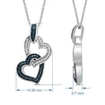 thumbnail image 3 of Jewelili Double Heart Necklace Pendant with Treated Blue and Natural White Round Diamonds in Sterling Silver 1/6 CTTW 18 inch Cable Chain, 3 of 13
