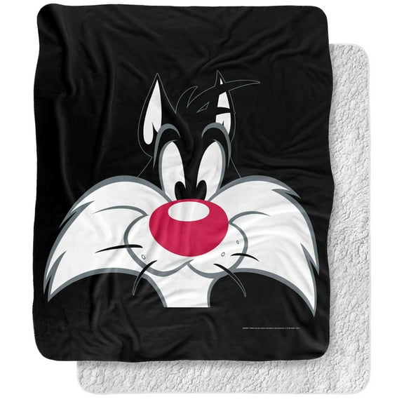 Looney Tunes Blanket, 50"x60", Sylvester Sherpa Back Super Soft Throw