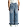 thumbnail image 6 of Lmnyox Wide Leg Jeans for Girls Baggy Cute Elastic Waist Denim Pants Teen Fashion Ruffle Jeans with Pockets, 6 of 9