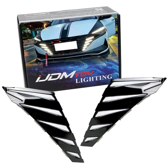 Front Grille Mount Switchback LED Daytime Running Light Kit For 2021-23 Hyundai Elantra, White LED DRL, Ice Blue LED Driving Light & Amber LED Sequential Turn Signal