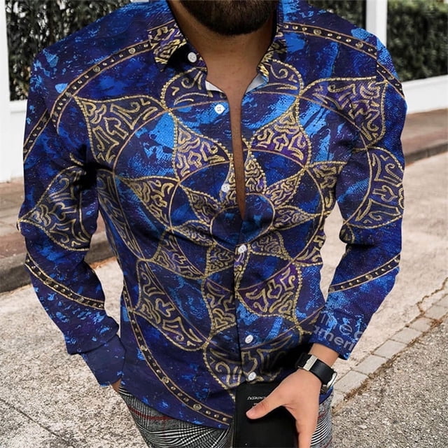 Traje de fiesta de lujo a la moda para hombre, camisa de solapa, manga larga, nueva ropa de moda para hombre, camisa abotonada, talla grande