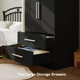 thumbnail image 4 of iPormis Wooden Armoire Wardrobe Closet with 2 Drawers, Clothing Storage Cabinet with Shelves Aluminum Hanging Rod, Sturdy Freestanding Modern Bedroom Clothing Armoires,Black, 4 of 7