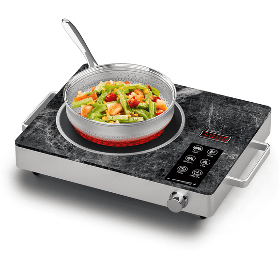 TYEMUI 1800W Portable Electric Infrared Cooktop, Single Burner Hot Plate Stove with Adjustable Temperature, Compact Countertop Cooker for Kitchen, Dorm, RV & Camping