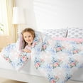 thumbnail image 4 of Manfei Ensemble de Douillette Romantique pour Enfant à Motif de Roses, Ensembles de Douillette Simple à Nœud Papillon Bleu de Style Dessin Animé, Ensemble de Literie Réversible Chic à Carreaux Buffalo, Déco de Chambre Légère, 2 Pcs, 4 of 6