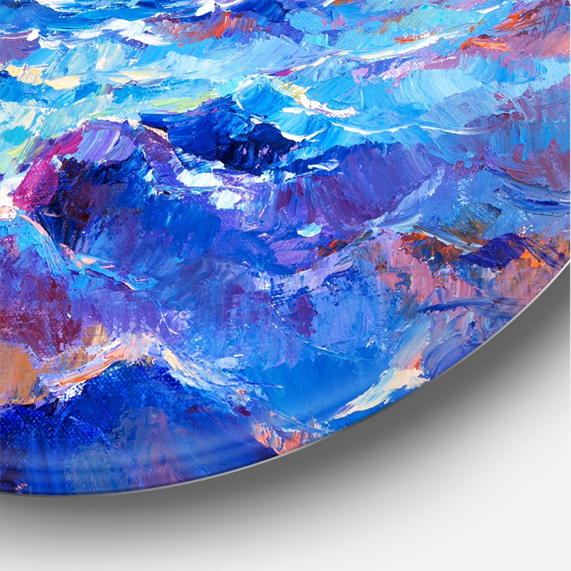 Designart 'Sailships On The Ocean Waves During Evening' Nautical & Coastal Circle Metal Wall Art 36x36 - Disc of 36