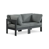 Meridian Furniture Nizuc Grey Water Resistant Fabric Outdoor Patio Modular Sofa
