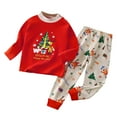 thumbnail image 3 of Fesfesfes Toddler Outfit Kids Tops and Pants Sets Boys N Girls Printed Christmas Tree Deer Print Long Sleeved Home Wear Clothes Suit 12-18 Months, 3 of 4