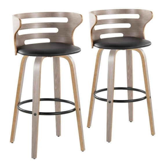 LumiSource Grey Cosini 30" Fixed-Height Barstool - Set of 2