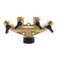 thumbnail image 1 of Conector de latón de alta resistencia de 4 vías Divisor de salida de 3 4 "Adaptador de grifo de grifo de agua Colector de manguera Válvulas de encendido y apagado independientes Adaptador de, 1 of 5