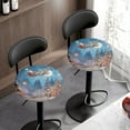thumbnail image 2 of Renewold Santa Claus Sled Bar Stool Seat Covers Stretch Round Chair Covers 14-16 Inch Fashion Vanity Seat Cushion Saddle Slipcovers Christmas Decor, 2 Pack, 2 of 5