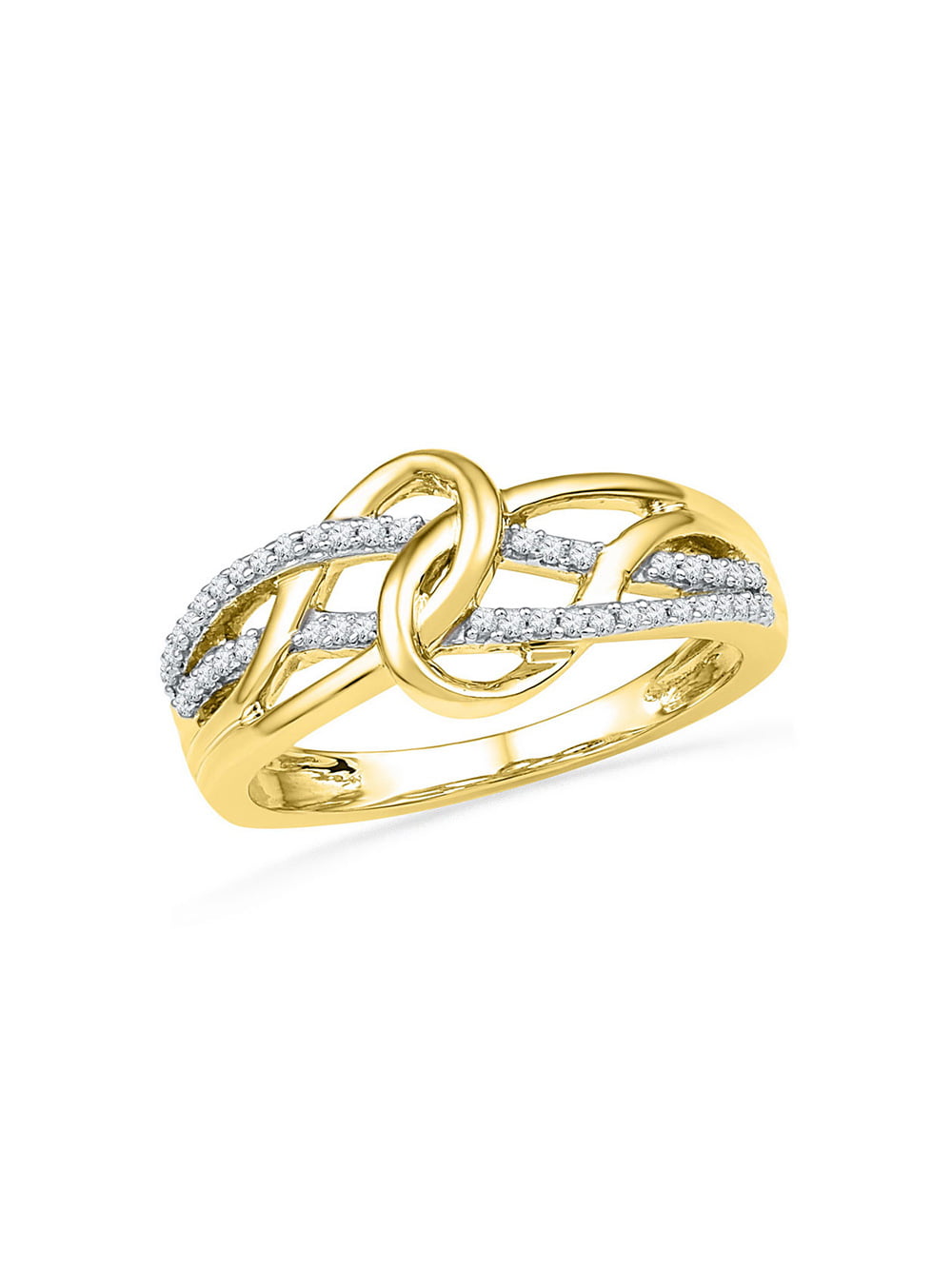 Mia Diamonds 10kt Yellow Gold Womens Round Diamond Infinity Loop Knot ...