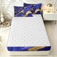 thumbnail image 4 of Erosebridal Marbling Ombre Zipper Twin Comforter Sets with Fitted Sheet and 2 Pillowcases for Women Men, Abstract Marble Print Zipper Bedding Set, Slate Blue, Reversible, 4 Pieces, 4 of 7