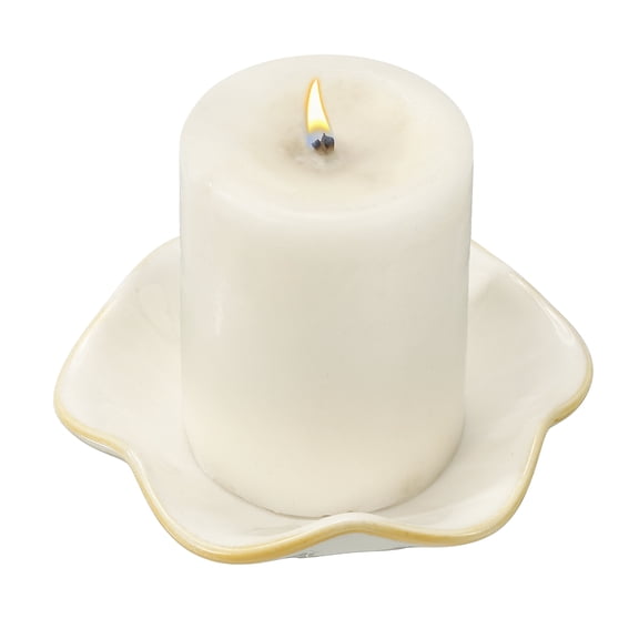 Uxcell Candle Holder Plates, 4 Inch Ceramic Candle Tray Tealight Incense Holder Dish Candlestick for Tea Light Aromatherapy Wedding Rustic Vintage Home Decor, Lotus Leaf White