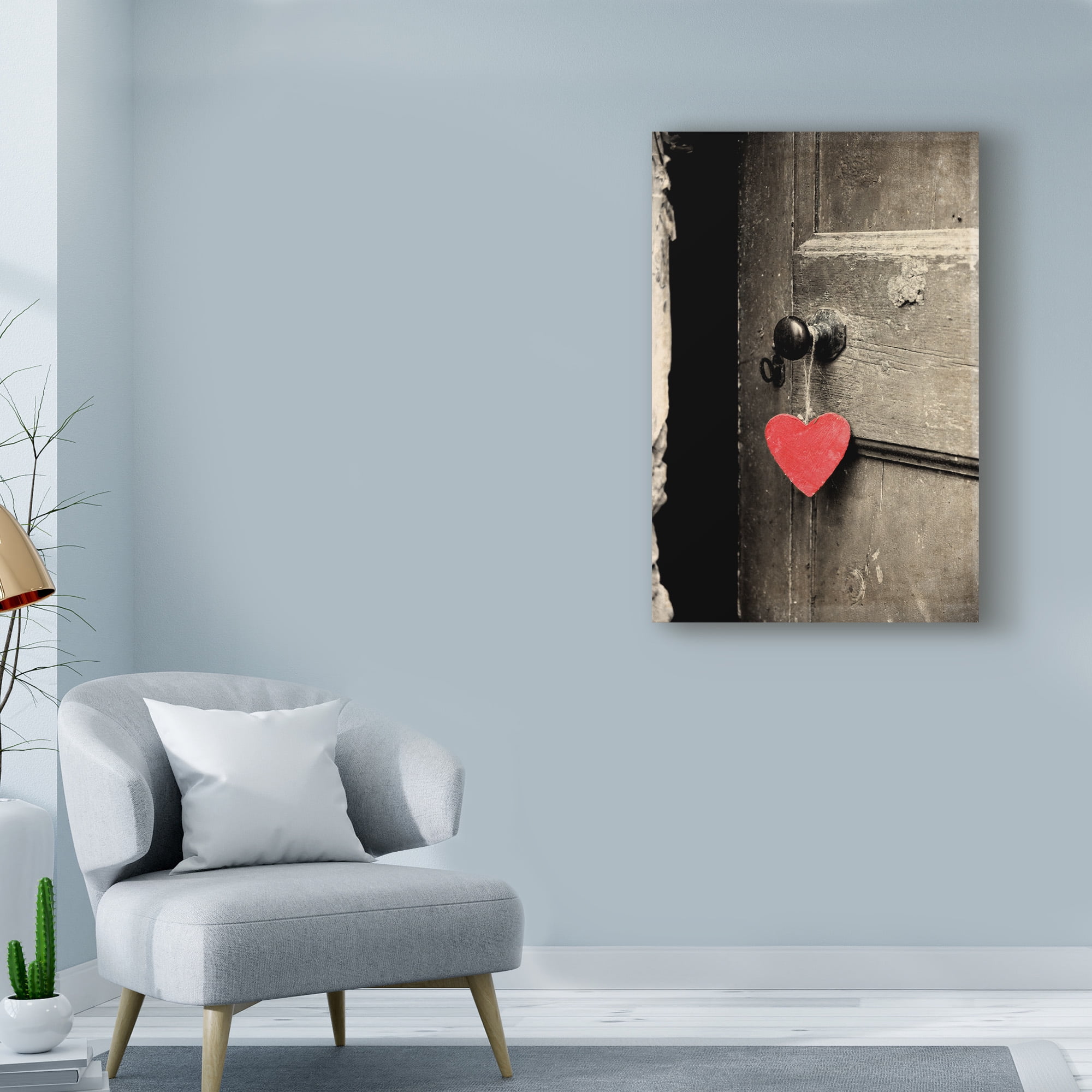 Trademark Fine Art 'Antique Door With Red Heart' Canvas Art by Tom Quartermaine