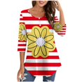 thumbnail image 4 of Birdeem Blouse pour Femmes Col Rond Manches 3/4 Boutonnée, 4 of 9
