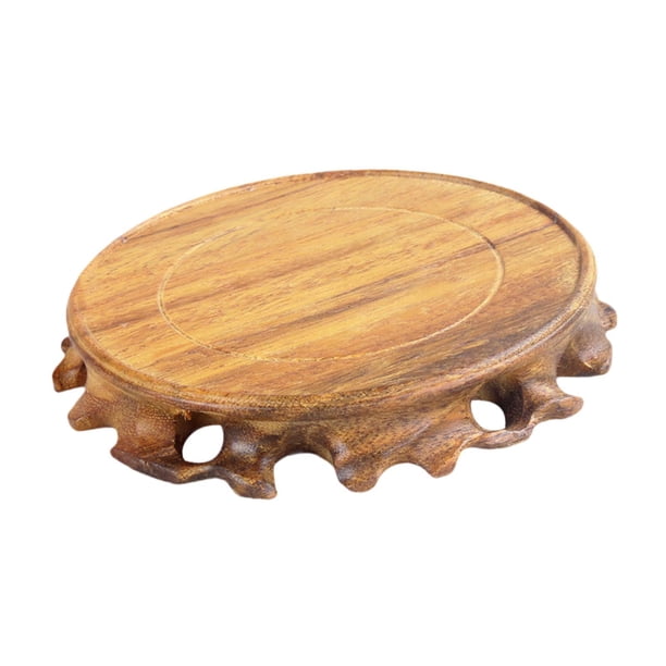 Soporte de exhibición de esculturas de figuras con base de madera, maceta de piedra maciza de madera y florero 12cm
