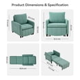 thumbnail image 4 of YIKEMA 4-in-1 Convertible Sleeper Chair Bed, 84 Inch Extra Long Pull Out Sofa for Tall Guests, Adjustable Backrest Lounge with Side Storage & Metal Frame, 500 lbs Capacity, Blue, 4 of 8
