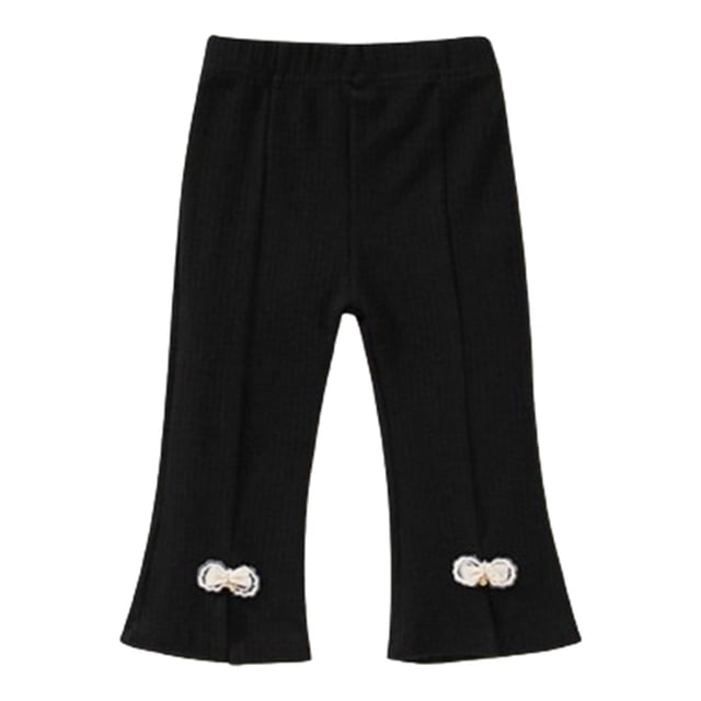 FAIWAD Kids Girls Cotton Flare Pants Elastic High Waist Ribbed Knitted Slit Bell Bottom Pants