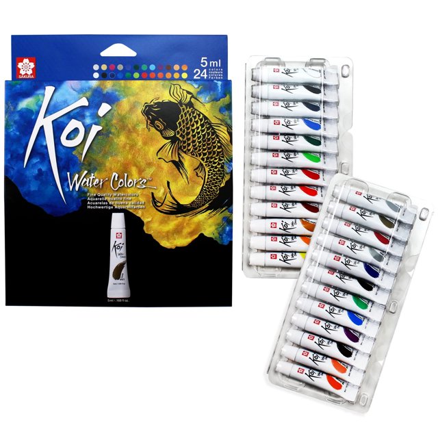 Set de pinturas SAKURA Koi Watercolor, 24 colores, tubos de 5 ml