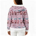 thumbnail image 4 of Women's Casual Fashion Long-Sleeve Zip-Up Fleece Hooded Cardigan with Christmas Print, Cozy and Warm for Winter Season,Purple Pink,S, 4 of 5