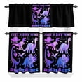 thumbnail image 2 of Kitchen Window Curtains Valance and Tier Set, Dinosaurs Purple Dinosaurs on Black Rod Pocket Tier Curtain Valance Set, Abstract Art Light Filtering Cafe Curtains for Bedroom Living Room, 2 of 9