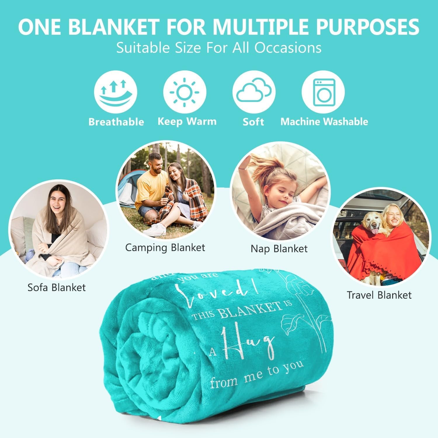 Get Well Gifts for Women After Surgery - Hug Blanket - Thinking of You Gift for Mom Friend Sister - Feel Better Inspirational Gifts for Women - Get Well Soon Gift - Purple Sunflower Blanket