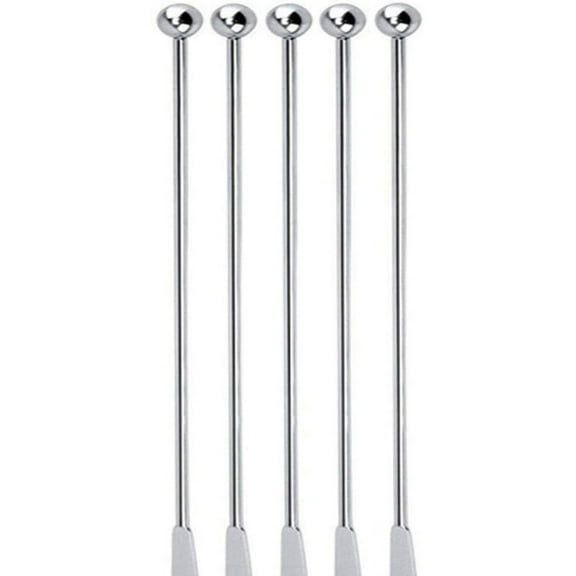 5 Pcs Reusable Swizzle Sticks Coffee Stirrers Stainless Steel Silver