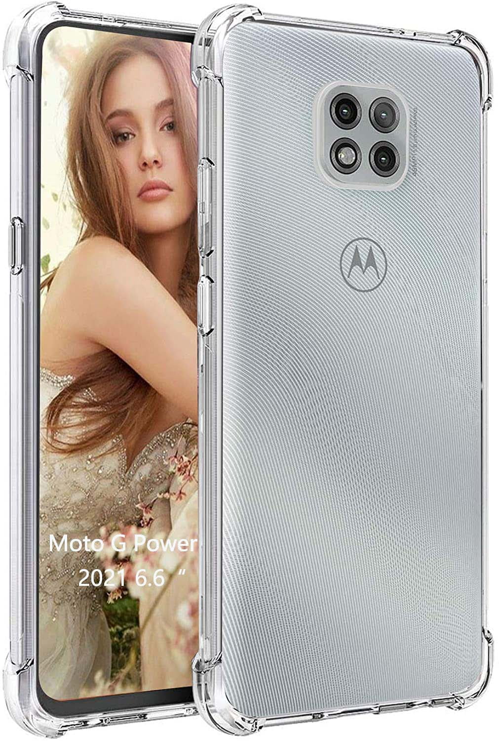Clear Phone Case Cover Motorola Moto G Power 2021,Moto G Power,Opal Marble 2 Print,Light,Flexible,ProtectUSA