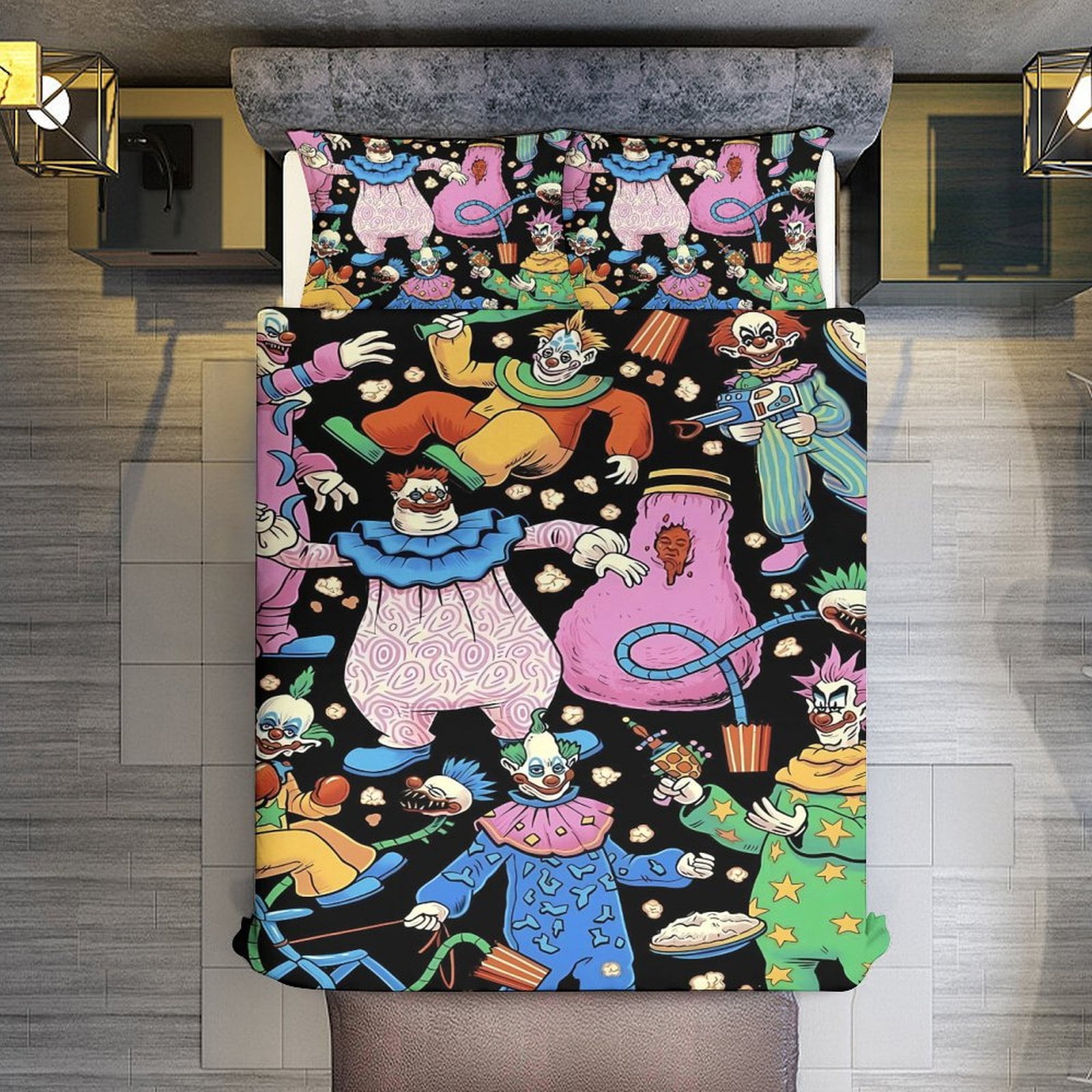 Space Killer Clown 3-Piece Bedding Set (1 Duvet Cover + 2 Pillow Shams) Soft And Skin-friendly Breathable And Dry Bedding for A Comfortable Night's Sleep Twin Size (86"x70")