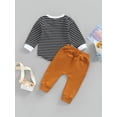 thumbnail image 4 of Bagilaanoe 2Pcs Toddler Baby Girl Boy Long Pants Set Stripe Print Long Sleeve T Shirts Tops + Drawstring Trousers 6M 12M 18M 24M 3T Fall Casual Outfits, 4 of 9