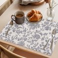 thumbnail image 3 of Haze Blue Leaf Placemats Set of 2, Retro Farmhouse Plant Floral Branch Washable Wipeable Table Mats for Dining Tables, Indoor Outdoor Kitchen Place Mats for Holiday Party Table Decor, 3 of 9