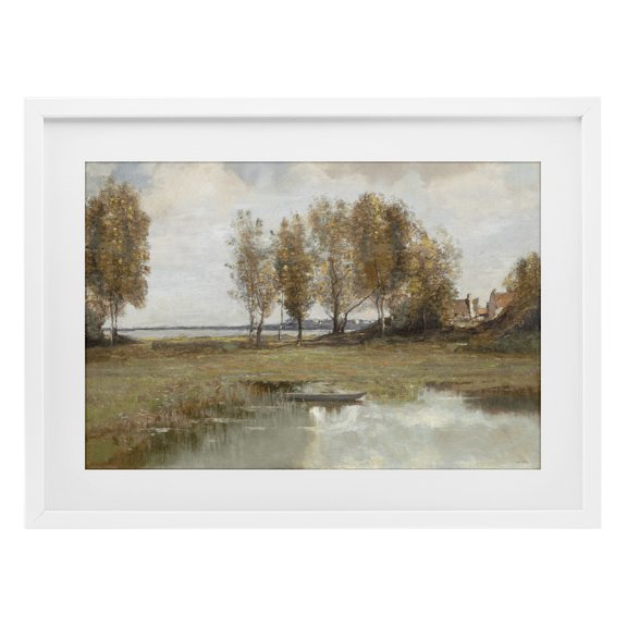 Stupell Industries Traditional A Peaceful Spot Landscape White Framed Print Under Glass, 20 x 14, by Amber Sterling