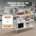 thumbnail image 2 of KFFKFF Metal Kitchen Workstation, 18 x 48 x 34 Inch, Stainless Steel, Includes 2 Adjustable Shelves, Durable Surface for Cooking, BBQ, Home, Garage Use, 2 of 8