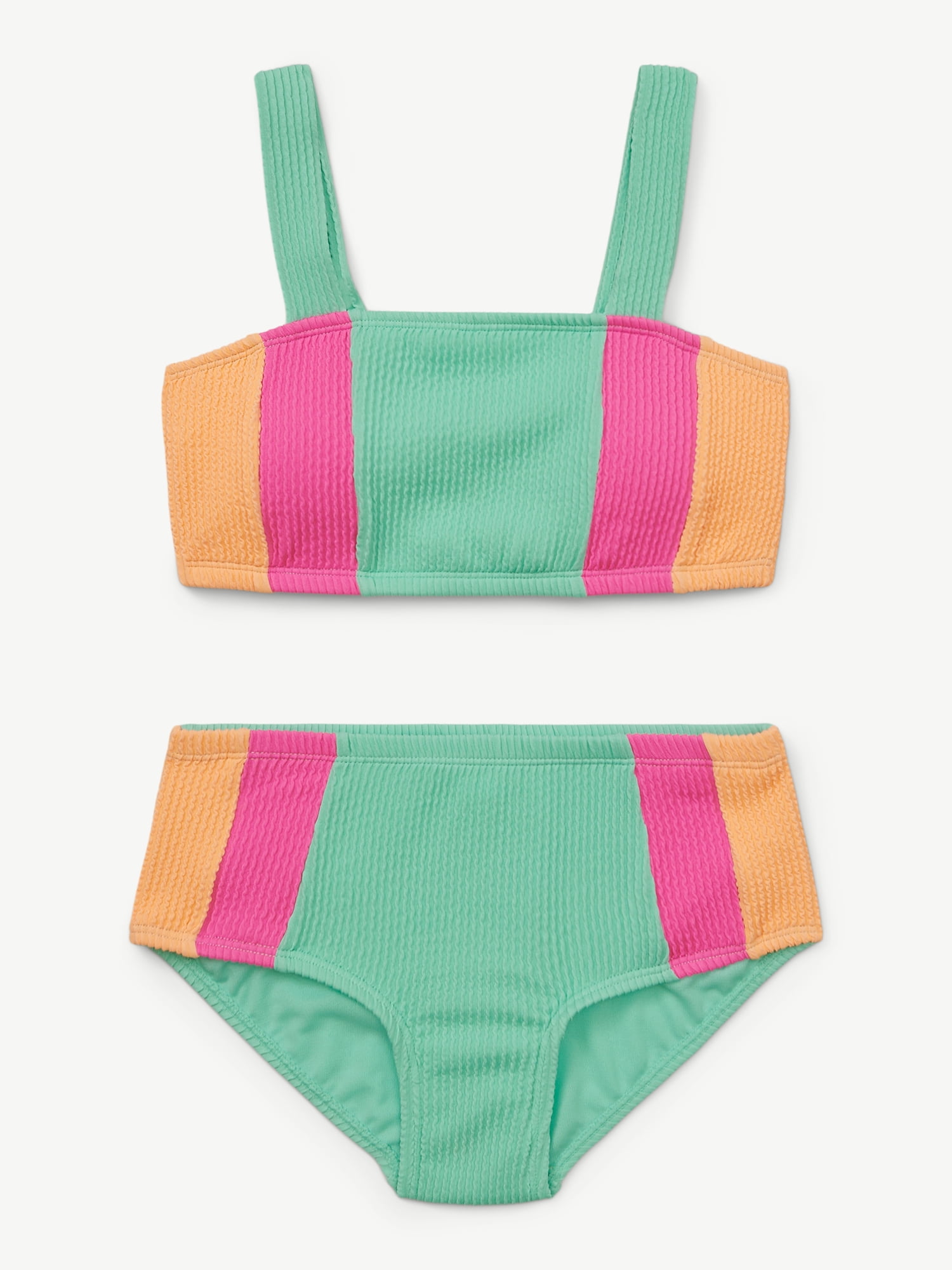 Justice Girls Color Blocked Popcorn Color Bikini Swimsuit , Sizes XS-XL