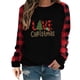 thumbnail image 2 of Pntutb blusa de otoño de manga larga con cuello redondo y costura navideña a cuadros holgada para mujer Pntutb Pntutb-3775, 2 of 6