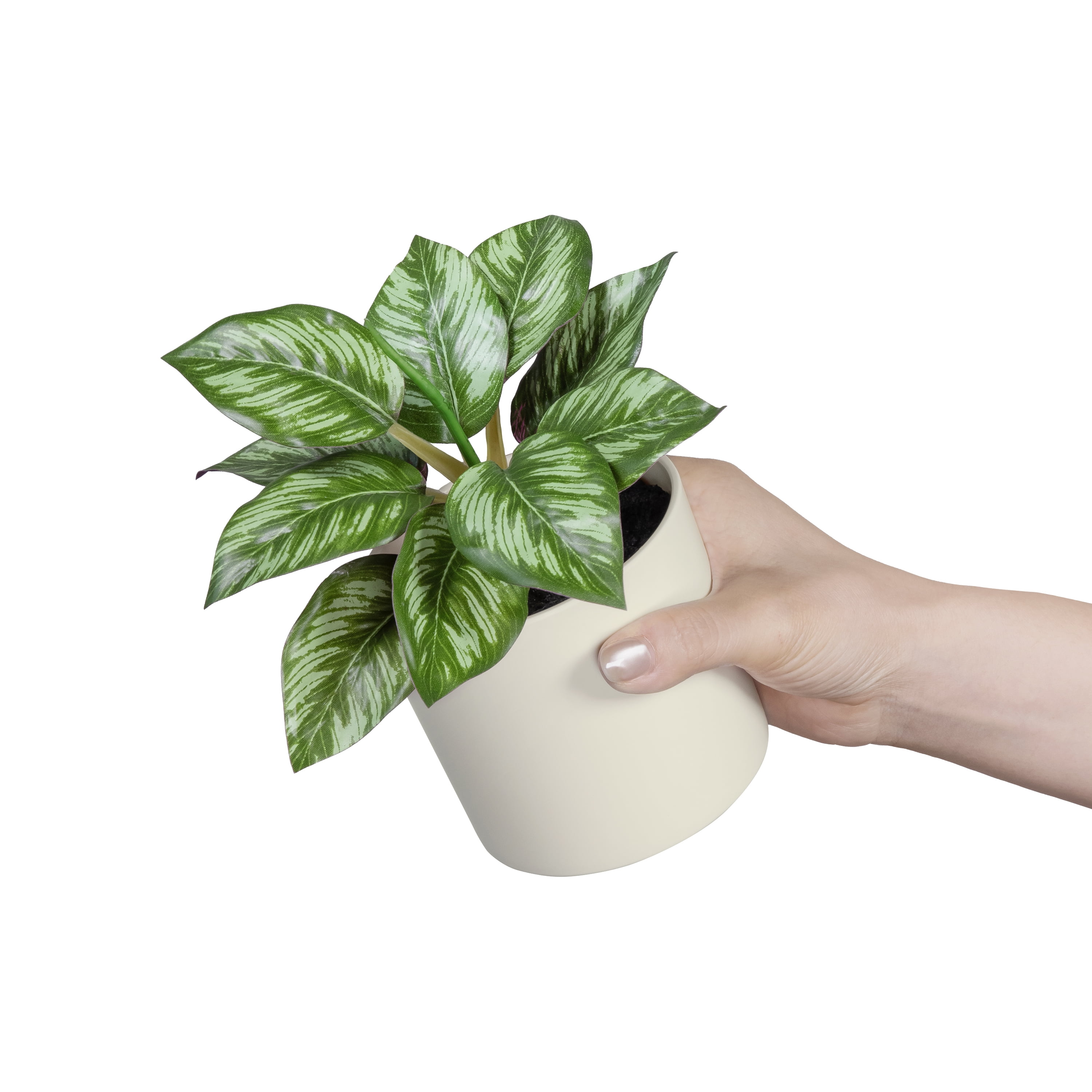 Mainstays 6.5" Artificial Purple Leaf Plant in Cream Pot