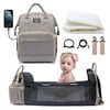 Adebo Diaper Bag Backpack with Fodable Baby Crib| 3 in 1 Upgraded Muti-Functional Mommy Bag with Changing Station | Nappy Bag with USB Charging Port| Portable Baby Bassinet Travel Bag(B