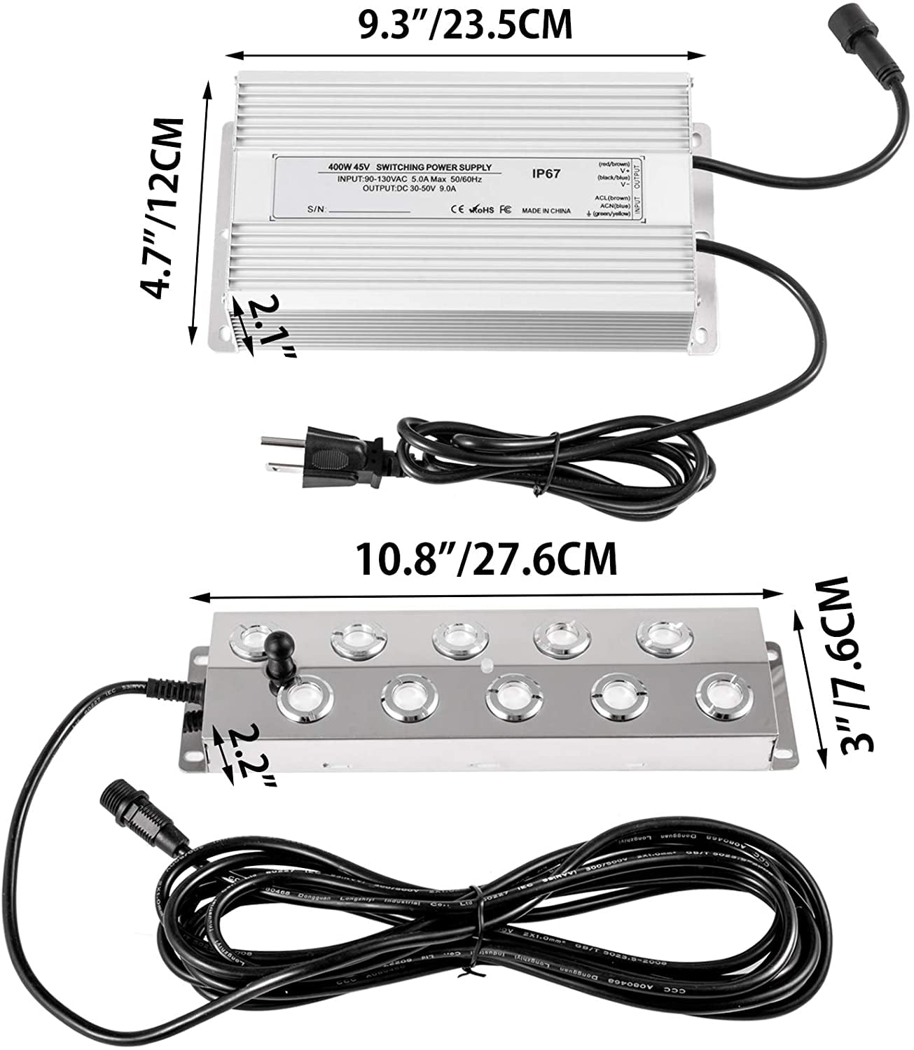VEVOR Ultrasonic Mist Maker, 10 Head Stainless Steel Pond Mister Atomizer Fogger Humidifier with Water Fountain Power Supply Fogger
