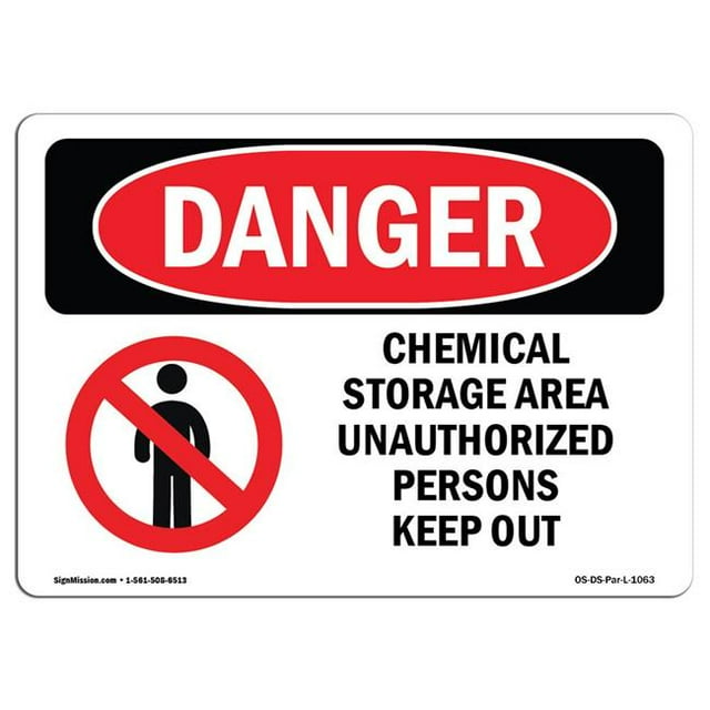 SignMission OS-DS-A-1218-L-1063 12 x 18 Po Signe de Danger OSHA - Zone de Stockage de Produits Chimiques