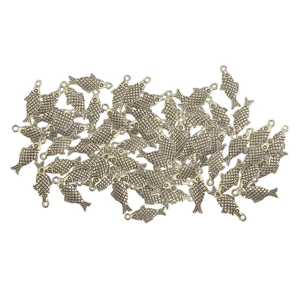 20x abalorios de peces de animales, suministros de cuentas, accesorios para hacer joyas DIY, accesorios para suéter, cadenas, pendientes, cremalleras, plata