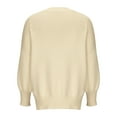 thumbnail image 5 of Lovskoo Sweaters for Women Trendy Casual Solid Color Long Sleeve Round-Neck Sweater Khaki, 5 of 9