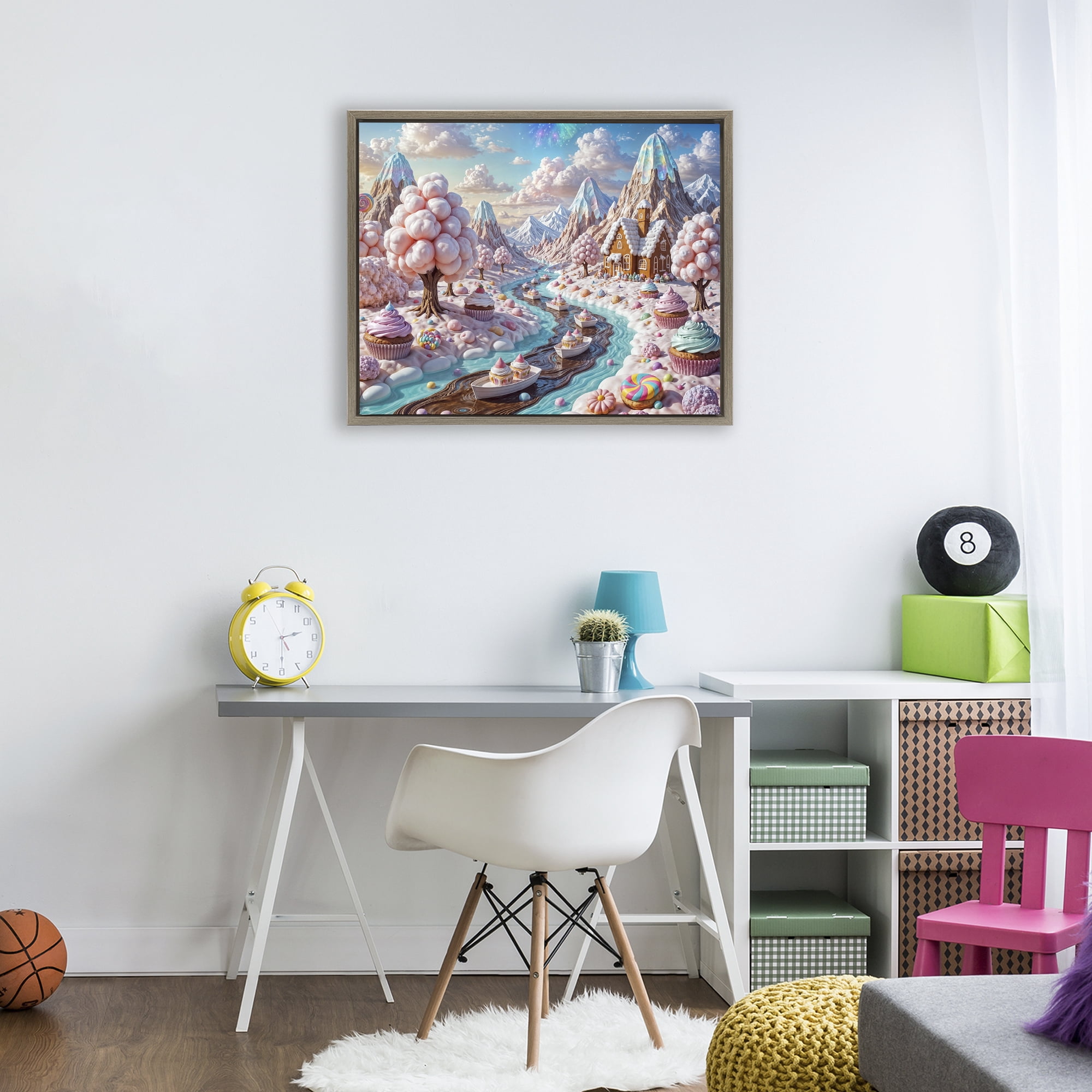 Stupell Industries Dreamlike Candy Land Whimsy Brown Framed Floater Canvas Wall Art, design by Tabz Jones