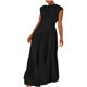 thumbnail image 1 of Sexy Vestido para las Mujeres, Color Sólido sin Mangas Cuello Redondo Plegado Cintura Retracta Tobillo Longitud Maxi Vestido, 1 of 9