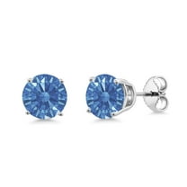 Gem Stone King 925 Sterling Silver Stud Earrings for Women Men with Fancy Blue Zirconia